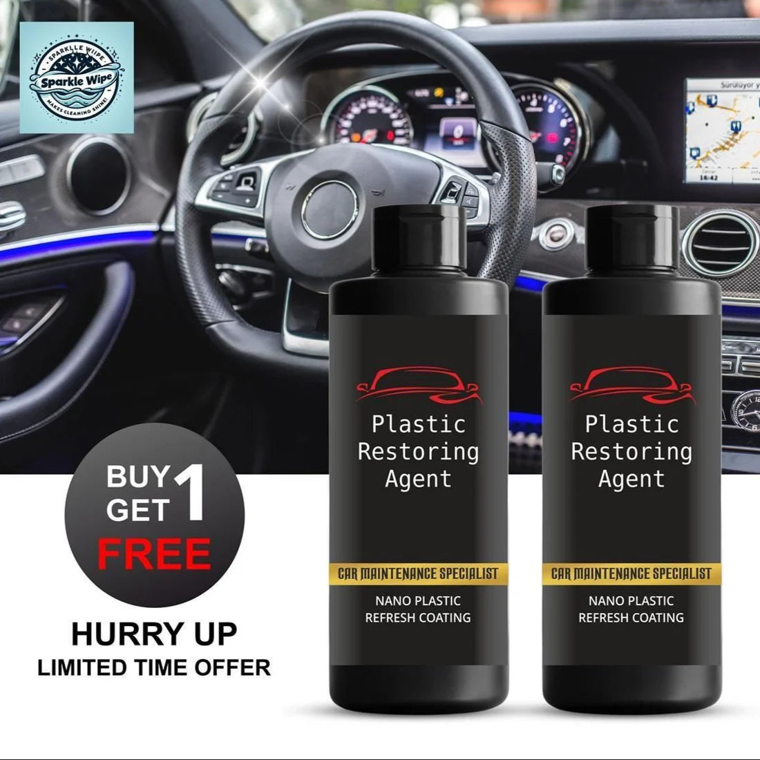 Plastic Restoring Agent for Car - Buy 1 Get 1 FREE 🔥